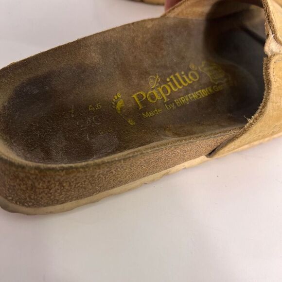 Papillio Birkenstock Yellow Leather Slide Sandals - Picture 6 of 9